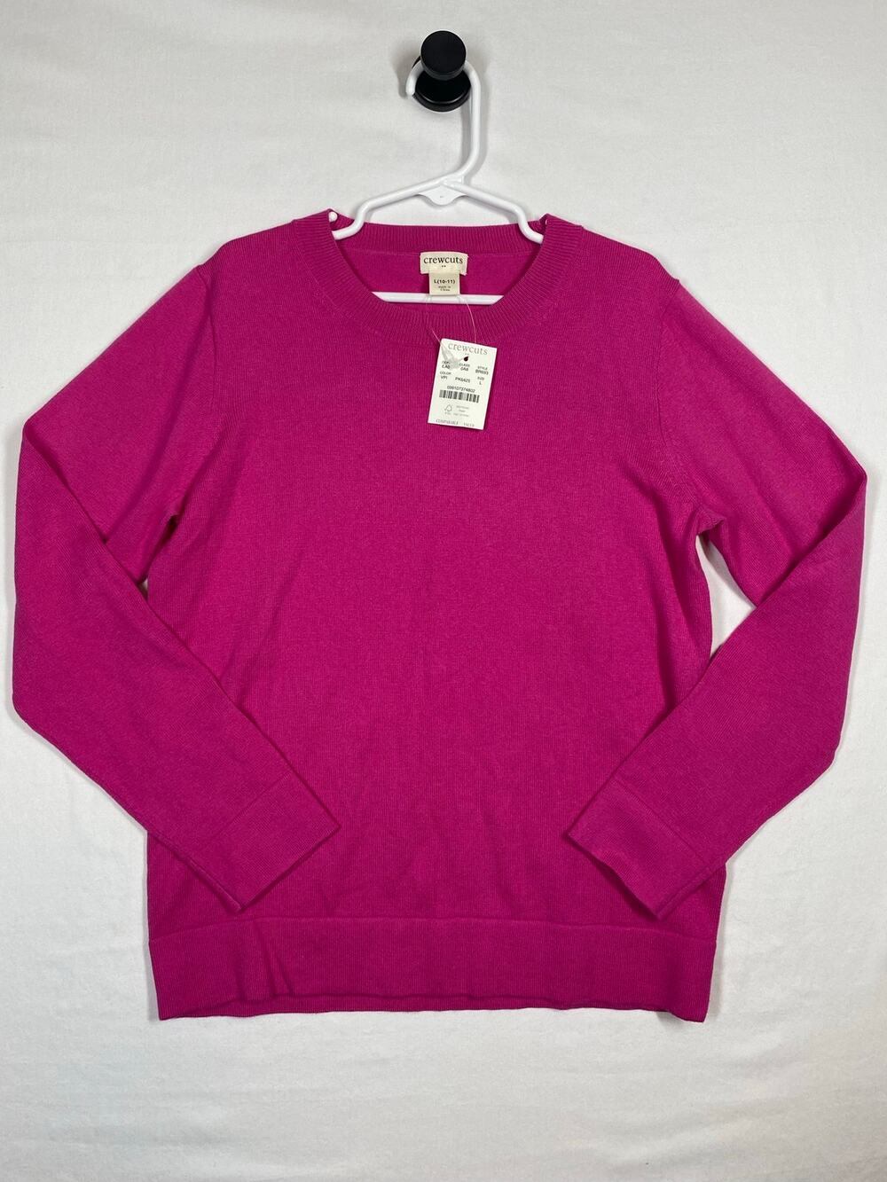 Crewcuts J.Crew Girls L (10-11) Hot Pink Lightweight Cotton Teddie Sweater NWT